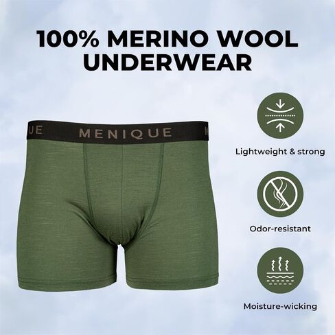 menique Merino Wool Underwear Men’s Boxer Briefs Base Layer for Men Boxer Shorts Soft Breathable Odor-Free Underwear for Men in Saudi Arabia