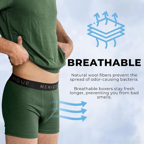 menique Merino Wool Underwear Men’s Boxer Briefs Base Layer for Men Boxer Shorts Soft Breathable Odor-Free Underwear for Men in Saudi Arabia