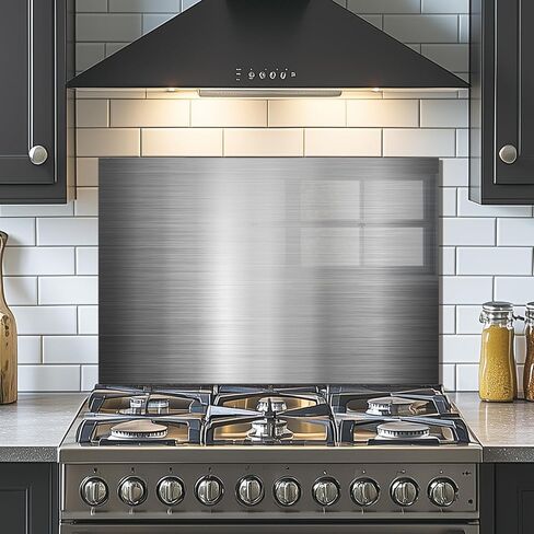 باكسبلاش الزجاج المقسّر للمطبخ ، و splashback موقد الفولاذ المقاوم للصدأ ، والزجاج باكسبلاش ، ويستخدم لحماية جدار المطبخ والديكور ، وسهلة التثبيت والتنظيف. (30x18 '') in Kuwait