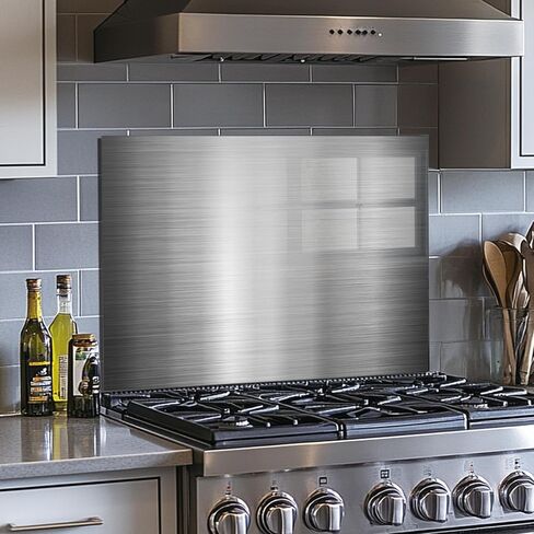 باكسبلاش الزجاج المقسّر للمطبخ ، و splashback موقد الفولاذ المقاوم للصدأ ، والزجاج باكسبلاش ، ويستخدم لحماية جدار المطبخ والديكور ، وسهلة التثبيت والتنظيف. (30x18 '') in Kuwait