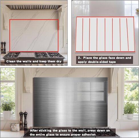 باكسبلاش الزجاج المقسّر للمطبخ ، و splashback موقد الفولاذ المقاوم للصدأ ، والزجاج باكسبلاش ، ويستخدم لحماية جدار المطبخ والديكور ، وسهلة التثبيت والتنظيف. (30x18 '') in Kuwait