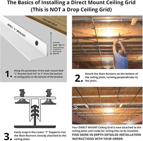 Complete Direct-Mount Ceiling Tiles & Grid Kit (375 Square feet, White) in Kuwait