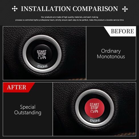 Lecart Red Push Start Button Cover Sticker ملاءمة لـ Dodge Charger/Challenger/Durango/RAM 1500 إكسسوارات داخلية للسيارة الزواج غير المفتاح زخرفة الزخارف المعدنية in Saudi Arabia