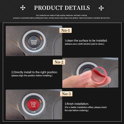Lecart Red Push Start Button Cover Sticker ملاءمة لـ Dodge Charger/Challenger/Durango/RAM 1500 إكسسوارات داخلية للسيارة الزواج غير المفتاح زخرفة الزخارف المعدنية in Saudi Arabia