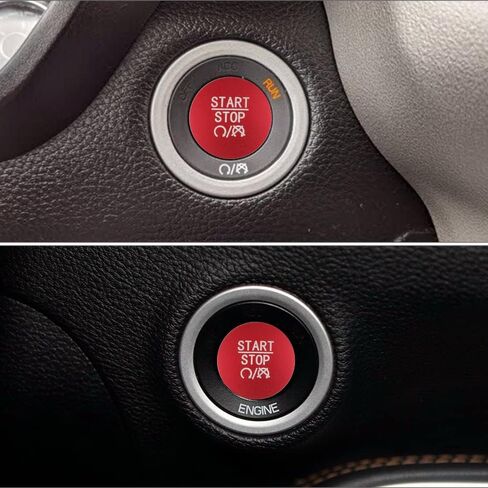 Lecart Red Push Start Button Cover Sticker ملاءمة لـ Dodge Charger/Challenger/Durango/RAM 1500 إكسسوارات داخلية للسيارة الزواج غير المفتاح زخرفة الزخارف المعدنية in Saudi Arabia