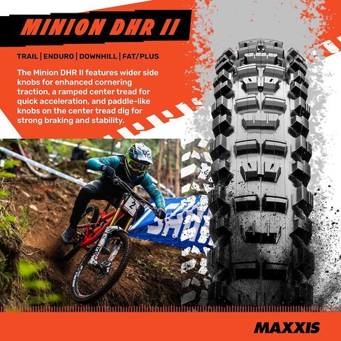 Maxxis Minion Dhr Ii Wide Trail Dual Compound Exo/Tr 29In Tire Black, Dual Compound/Exo, 29X2.6 in Saudi Arabia