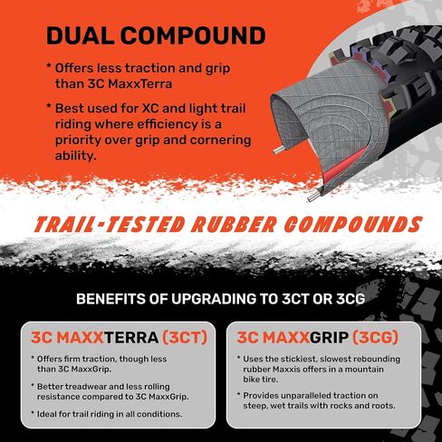 Maxxis Minion Dhr Ii Wide Trail Dual Compound Exo/Tr 29In Tire Black, Dual Compound/Exo, 29X2.6 in Saudi Arabia