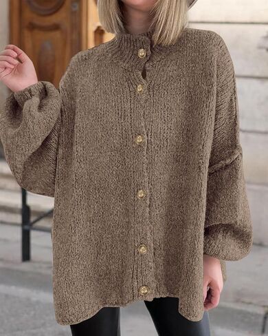 BTFBM Womens Oversized Cardigans 2025 Fall Winter Outerwear Lantern Long Sleeve Button Down Chunky Knit Sweaters Coats in Saudi Arabia