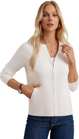 GRACE KARIN Womens Long Sleeve Zip Up Cardigan Sweaters Lightweight Zip Up Sweaters Casual Jackets Knitted Sweatershirts in Saudi Arabia