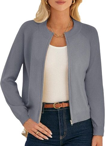 GRACE KARIN Womens Long Sleeve Zip Up Cardigan Sweaters Lightweight Zip Up Sweaters Casual Jackets Knitted Sweatershirts in Saudi Arabia