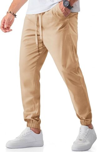 سراويل عازمة من القطن Coofandy Mens Stretch Twill Jogger Pants Chino Cargo Hiking Pantsing Pantsing مع جيوب in Saudi Arabia