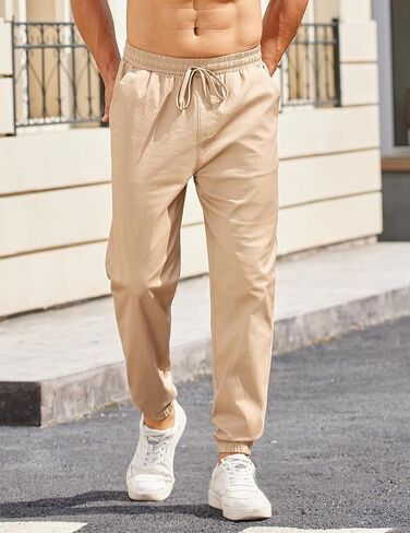 سراويل عازمة من القطن Coofandy Mens Stretch Twill Jogger Pants Chino Cargo Hiking Pantsing Pantsing مع جيوب in Saudi Arabia