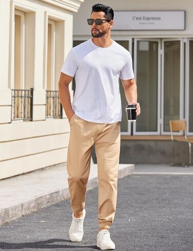 سراويل عازمة من القطن Coofandy Mens Stretch Twill Jogger Pants Chino Cargo Hiking Pantsing Pantsing مع جيوب in Saudi Arabia