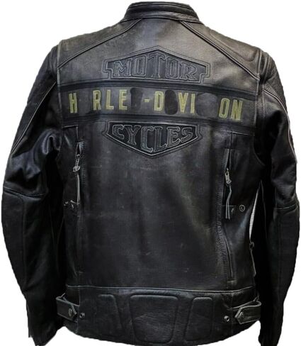 Mens Motorcycle Passing Link Triple Vent Distressed Black Cowhide Leather Jacket with Dual Vents in Saudi Arabia