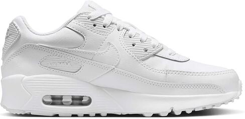 Nike Air Max 90 Big Kids' Shoes (HF6358-102, White/Metallic Silver/White/White) Size 6.5 in Saudi Arabia