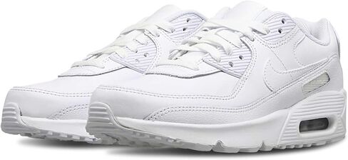Nike Air Max 90 Big Kids' Shoes (HF6358-102, White/Metallic Silver/White/White) Size 6.5 in Saudi Arabia