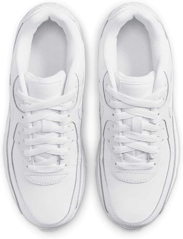 Nike Air Max 90 Big Kids' Shoes (HF6358-102, White/Metallic Silver/White/White) Size 6.5 in Saudi Arabia