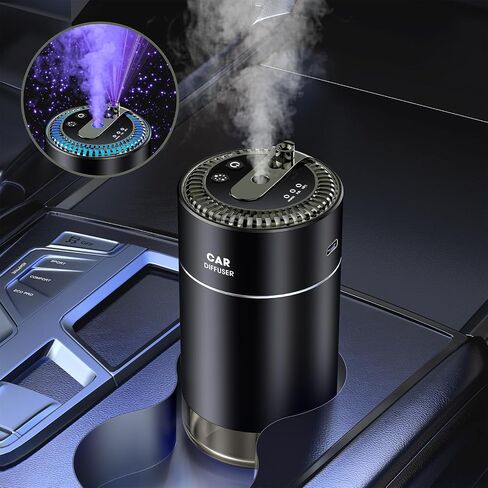 Smart Car Air Fresheners with Star Projector, Car Essential Oil Diffuser with 2 Natural Essential Oils, 160ml in Total, Lasts 6 Months, Auto On/Off Smart Car Diffuser(Black)… in Saudi Arabia