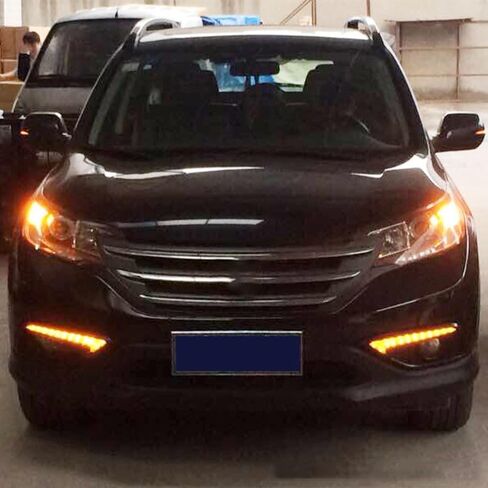 Bakugo 2PCS أثناء النهار ، غلاف مصباح الضباب الخفيف DRL DRL Light 12V لـ Honda CRV CR-V 2012 2013-White Yellow in Saudi Arabia