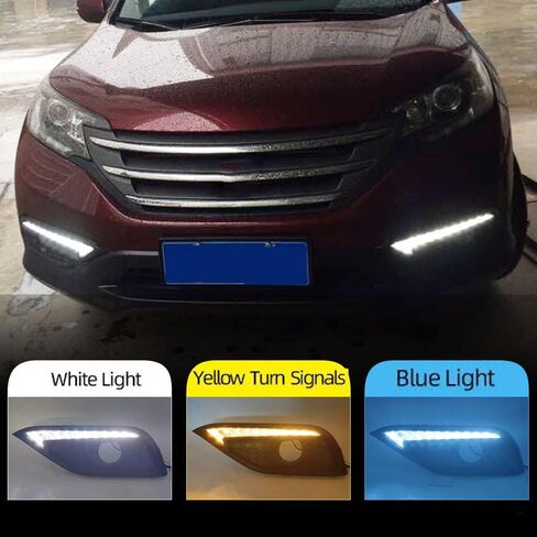 Bakugo 2PCS أثناء النهار ، غلاف مصباح الضباب الخفيف DRL DRL Light 12V لـ Honda CRV CR-V 2012 2013-White Yellow in Saudi Arabia