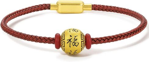24K Solid Gold Bracelet, Real Pure Gold Jewelry Charm Bracelet Lucky Blessing Bead Chain for Women Men 19cm A1610185 in Saudi Arabia