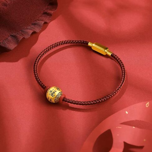 24K Solid Gold Bracelet, Real Pure Gold Jewelry Charm Bracelet Lucky Blessing Bead Chain for Women Men 19cm A1610185 in Saudi Arabia