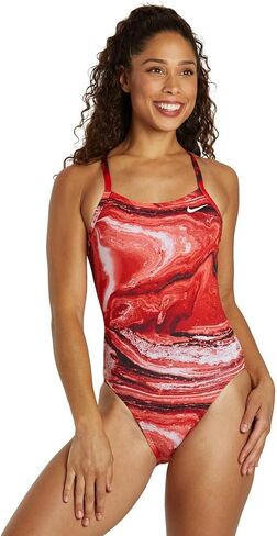 Nike Women's Hydrastrong Crystal Wave Racerback Swimsuit One Piece-University Red (Size 28) in Saudi Arabia