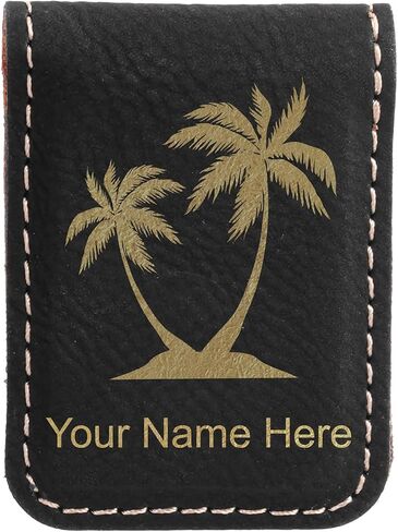 LaserGram Slim Magnetic Money Clip, Palm Trees, Personalized Engraving Included (Bamboo) in Saudi Arabia