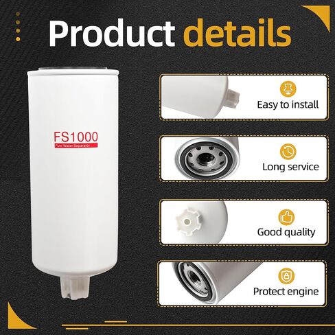 3 حزمة FS1000 مرشح فاصل فاصل مياه الوقود ملائمة لـ Cummins ISM11 C16 C16 C13 ISL9 N14 M11 محرك ديزل ، مناسب لـ FleetGuard FS1000 FITS لـ Kenworth Fits for Peterbilt ، OE# BF1259 BF1212 P5512 in Saudi Arabia