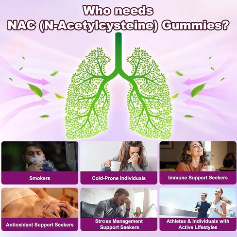 NAC Gummies 1200mg, N Acetyl Cysteine Supplement for Adults and Kids, NAC Chewable Support Liver Health, Antioxidants & Immune System, Sugar-Free, Blueberry Flavor, 60 Count in Kuwait