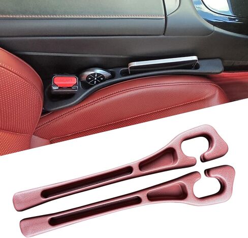 Elastic Car Seat Gap Filler Organizer (2-Pack) - Universal Fit for Car SUV Truck, Black Leather Texture, Prevents Items from Falling Between Seats, Easy Installation Tool-Free (Black) in Saudi Arabia