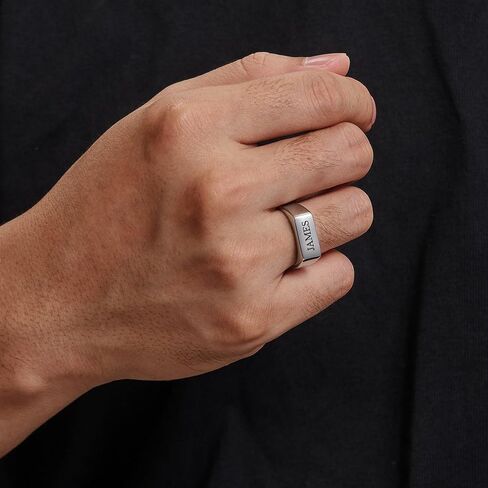 إدمان إدمان حواء خاتم محفور مخصص للرجال ، الفولاذ المقاوم للصدأ - خاتم الرجال المخصصين - هدايا لأبي in Kuwait