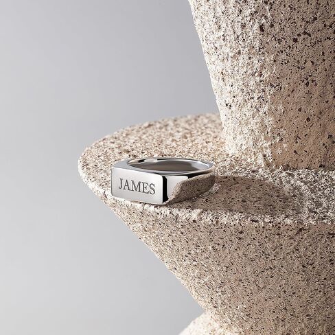 إدمان إدمان حواء خاتم محفور مخصص للرجال ، الفولاذ المقاوم للصدأ - خاتم الرجال المخصصين - هدايا لأبي in Kuwait