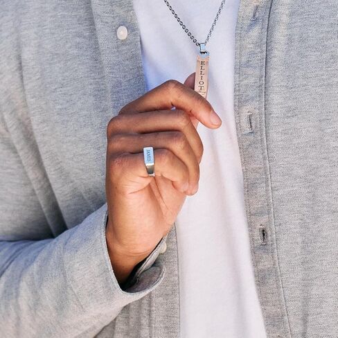 إدمان إدمان حواء خاتم محفور مخصص للرجال ، الفولاذ المقاوم للصدأ - خاتم الرجال المخصصين - هدايا لأبي in Kuwait