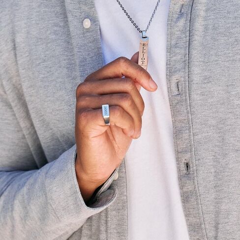 إدمان إدمان حواء خاتم محفور مخصص للرجال ، الفولاذ المقاوم للصدأ - خاتم الرجال المخصصين - هدايا لأبي in Kuwait