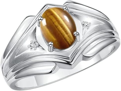 Rylos Men's Rings Sterling Silver Rings Classic Designer Style 9X7MM Oval Gemstone & Diamond Ring Color Stone Birthstone Rings For Men Sizes 8-13 in Saudi Arabia