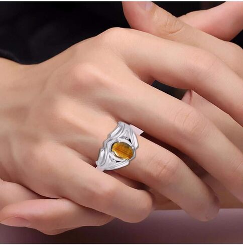 Rylos Men's Rings Sterling Silver Rings Classic Designer Style 9X7MM Oval Gemstone & Diamond Ring Color Stone Birthstone Rings For Men Sizes 8-13 in Saudi Arabia