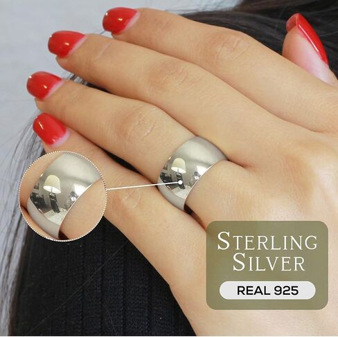 925 Sterling Silver Round Plain Bridal Band Ring 10MM in Saudi Arabia