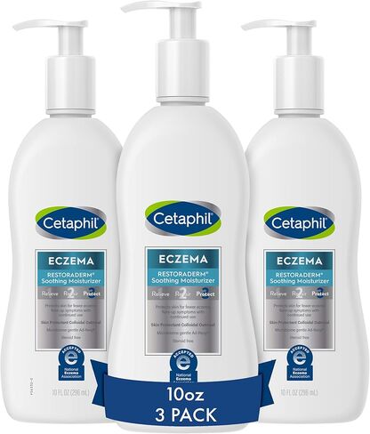 CETAPHIL RESTORADERM Soothing Moisturizer, For Eczema Prone Skin, 10 fl oz, For Dry, Itchy, Irritated Skin, 24Hr Hydration, No Added Fragrance in Kuwait