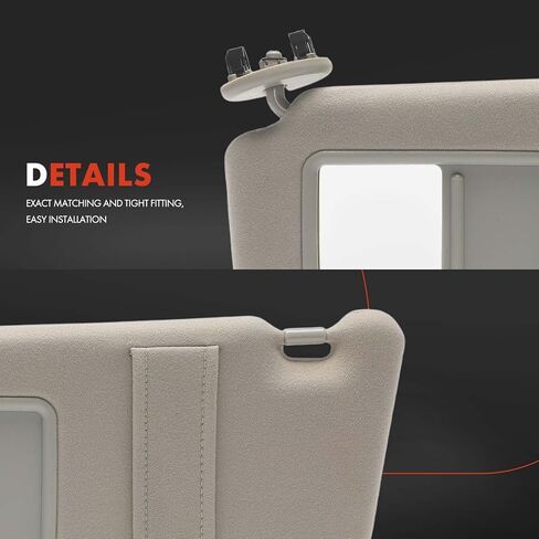A-Premium Left Driver Side Sun Visor Assembly Compatible with Toyota Camry 2007 2008 2009 2010 2011, Without Sunroof, with Mirror, with Card Holder, without Light, Beige, Replaces 74320-06780-B0 in Saudi Arabia