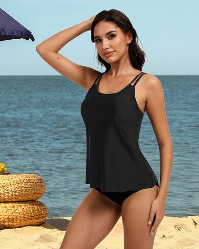نساء تدفق Tankini Top Swimsuit Top Tankini بدلة السباحة الصيفية الكشكش عالي الخصر مع دعم حمالة الصدر in Saudi Arabia