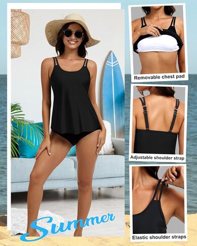 نساء تدفق Tankini Top Swimsuit Top Tankini بدلة السباحة الصيفية الكشكش عالي الخصر مع دعم حمالة الصدر in Saudi Arabia