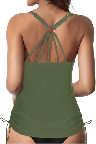 ادفع قمم بيكيني للنساء للنساء تحت الأركان Tankini Top v الرقبة للسباحة للسيطرة على البطن الكبيرة لبدلات الاستحمام أعلى in Saudi Arabia