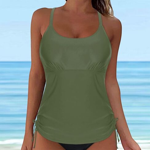 ادفع قمم بيكيني للنساء للنساء تحت الأركان Tankini Top v الرقبة للسباحة للسيطرة على البطن الكبيرة لبدلات الاستحمام أعلى in Saudi Arabia