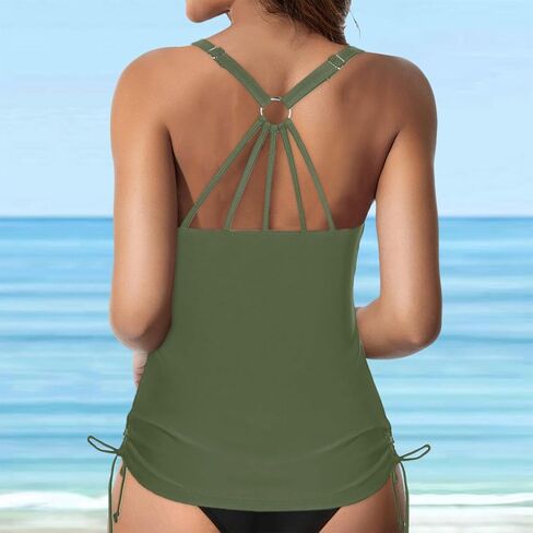ادفع قمم بيكيني للنساء للنساء تحت الأركان Tankini Top v الرقبة للسباحة للسيطرة على البطن الكبيرة لبدلات الاستحمام أعلى in Saudi Arabia