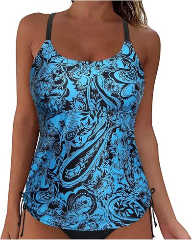 Push Up Bikini Tops for Women Underwire Tankini Top V Neck Swimsuits for Big Busted Tummy Control Bathing Suits Top in Kuwait