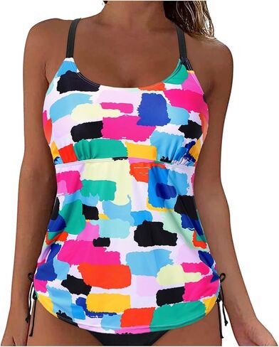 Push Up Bikini Tops for Women Underwire Tankini Top V Neck Swimsuits for Big Busted Tummy Control Bathing Suits Top in Kuwait