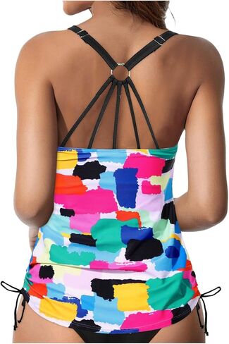 Push Up Bikini Tops for Women Underwire Tankini Top V Neck Swimsuits for Big Busted Tummy Control Bathing Suits Top in Kuwait