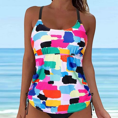 Push Up Bikini Tops for Women Underwire Tankini Top V Neck Swimsuits for Big Busted Tummy Control Bathing Suits Top in Kuwait