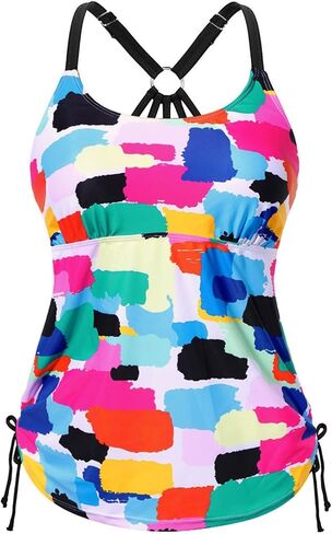 Push Up Bikini Tops for Women Underwire Tankini Top V Neck Swimsuits for Big Busted Tummy Control Bathing Suits Top in Kuwait